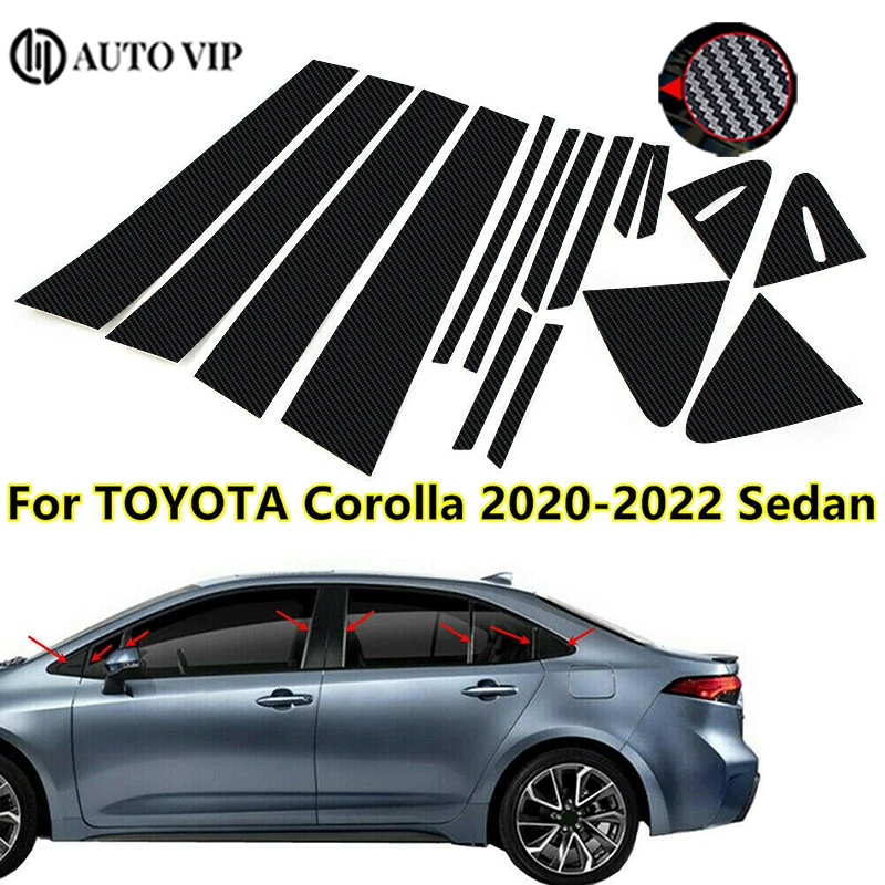 

Car Window Pillar Posts Door Trim Sticker Glossy Black Decal Cover Exterior Styling Parts for Toyota Corolla fibre 2019-2022