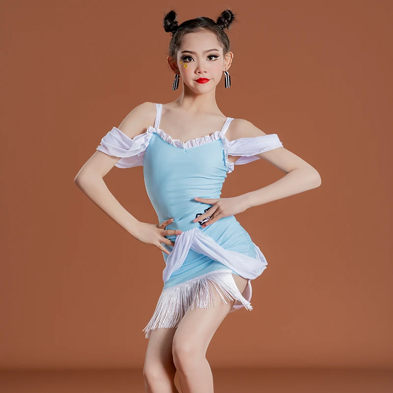 

Детское платье с открытыми плечами для латиноамериканских танцев