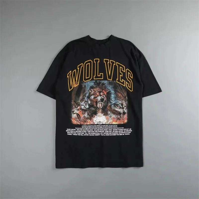 

DARC SPORT 100% Cotton Men Hip Hop CERBERUS Print New Color OVERSIZED TEE T Shirt Cotton Casual Summer Short Sleeve Tees Tops