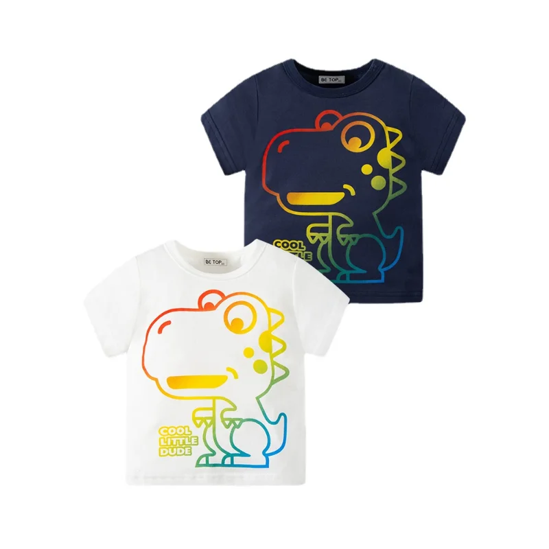

Cotton Tee Short Sleeve T-Shirts Clothes Kids Summer T-Shirt Cartoon Animals Dinosaur Print Toddler Boys Clothes girl clothes
