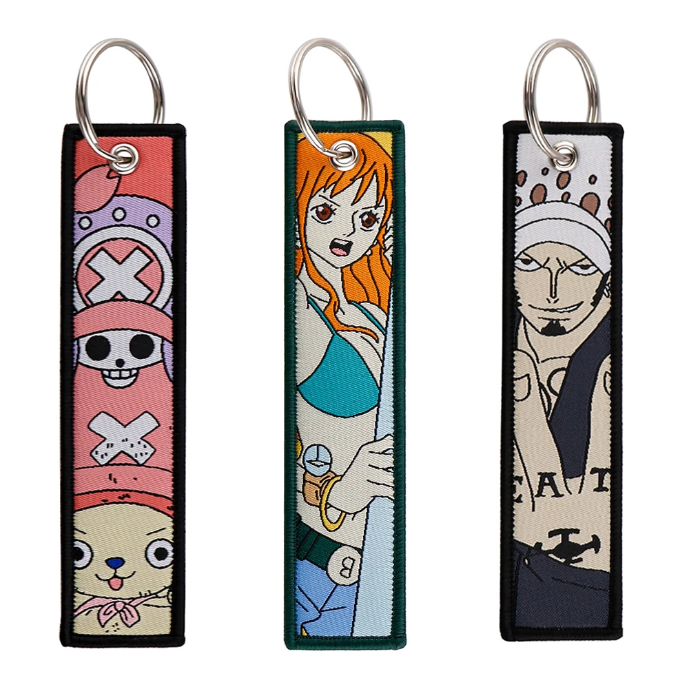 

Anime ONE PIECE Jet Tag Cool Embroidery Key Tag Motorcycles Cars Backpack Keyrings Fashion Key Ring Gifts for Friends 1PCS