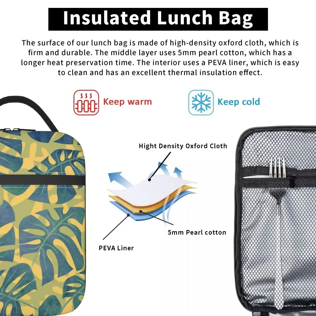 Детская сумка для ланча Plam Leaf синий и желтый Ланч-бокс Офисная портативная