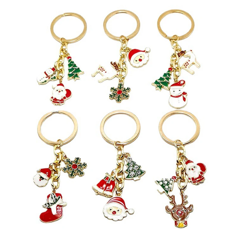 

2022 New Santa Claus Deer Head Snowman Christmas Tree Keychain Pendant