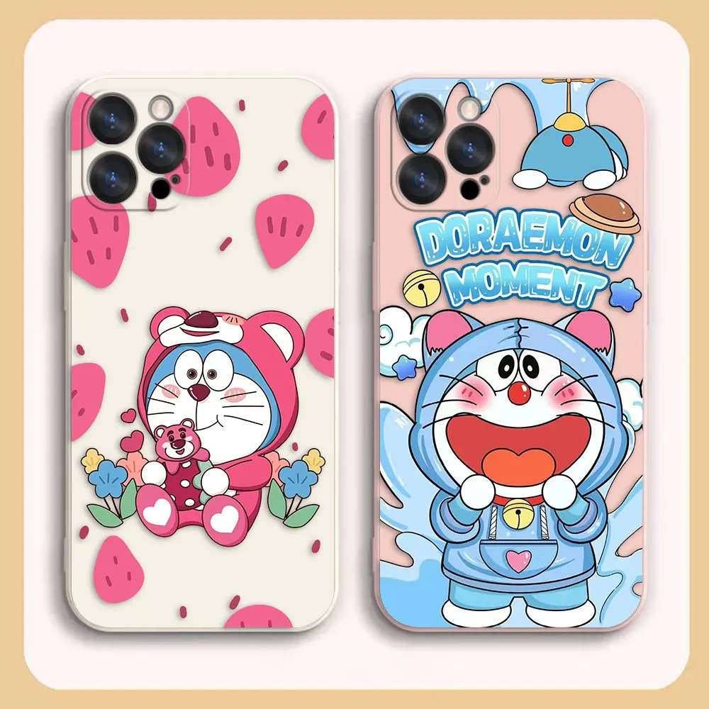 

Phone Case For Apple iPhone 14 13 12 11 Pro XS Max Mini X XR SE 7 6 6S Plus Case Cover Funda Cqoue Shell Blue Cartoon D-Doraemon