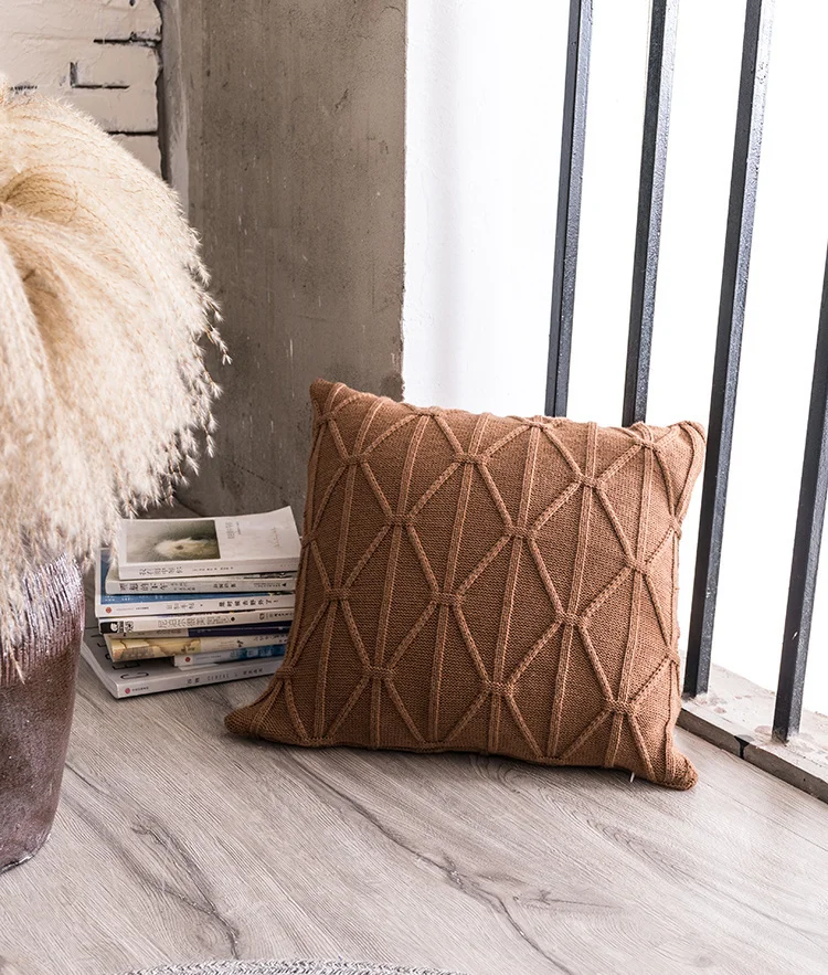 

BUNNY FiFi вязаный чехол для подушки коричневый серый 45x45 см