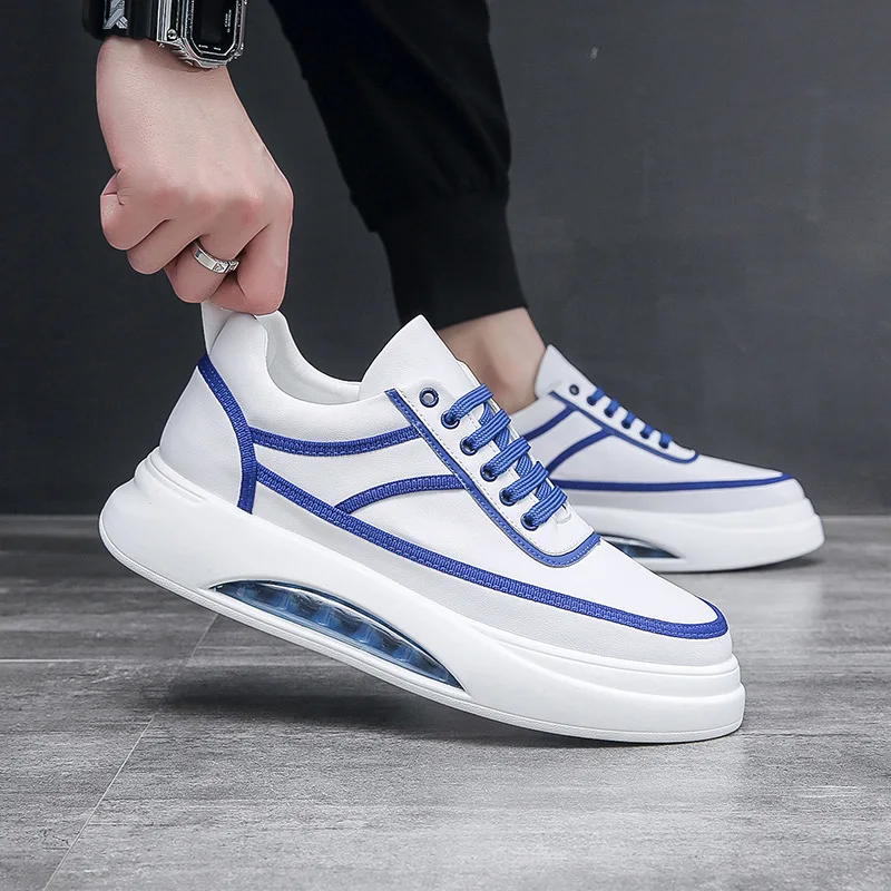 

Мужские повседневные кожаные туфли, удобные кроссовки на платформе, на шнуровке, с воздушной подушкой, обувь для молодых джентльменов, оригинал