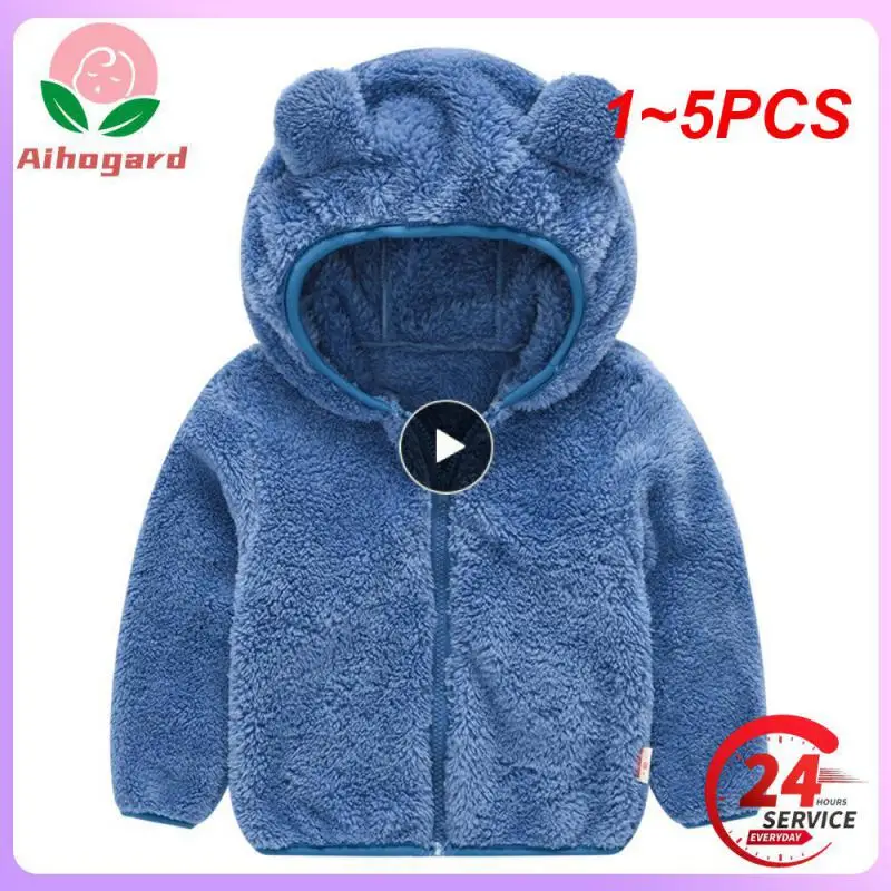 

1~5PCS Solid Color Hoodie Cute And Cute Keep Warm Warm Pullover Hood Not Detachable Anti Pinch Zipper Fleece