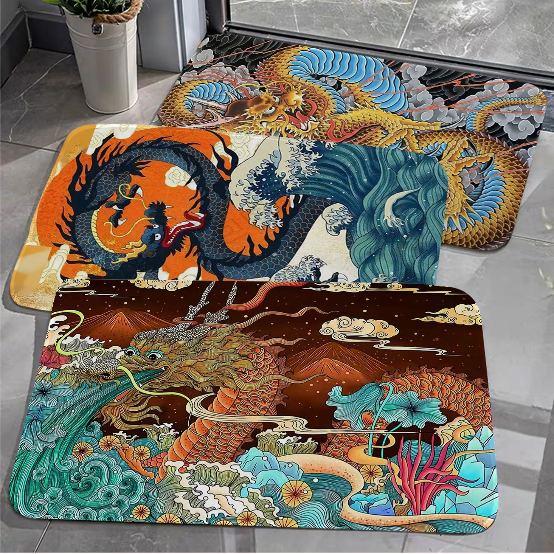 

Loong Dragon Totem Kitchen Mat Nordic Style Home Doormat Bathroom-Toilet Mats Bedroom Welcome Rug
