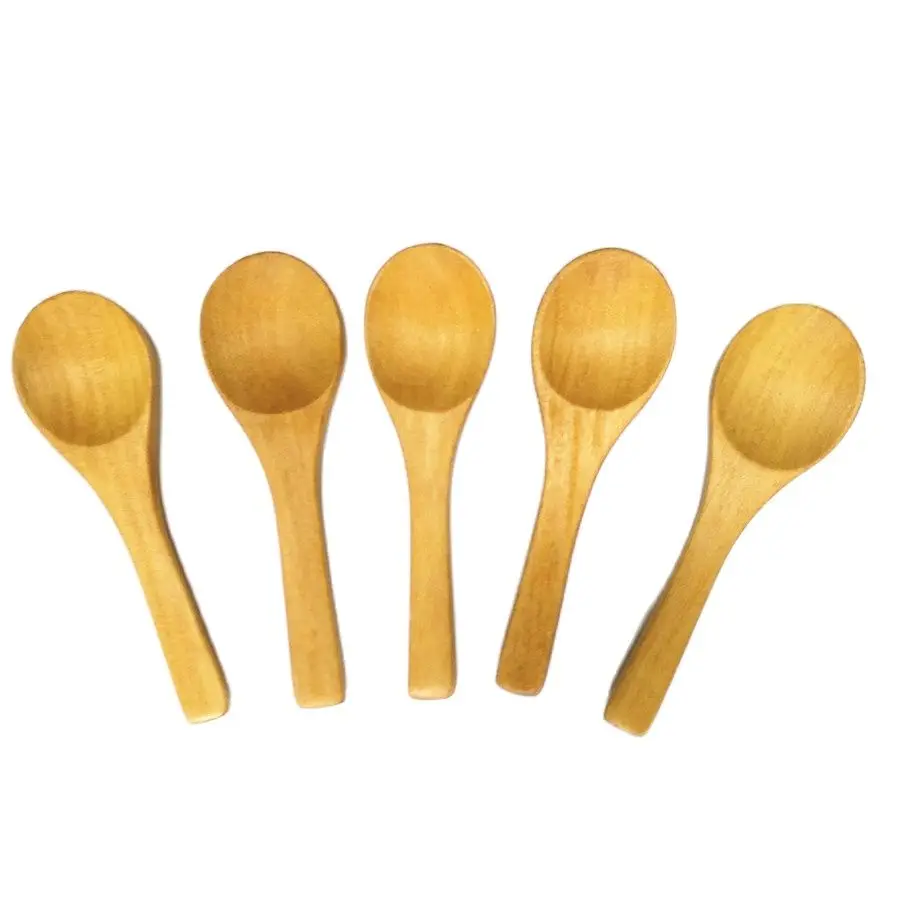 

100pcs 9cm 10cm Mini Wooden Bamboo Spoon Lovely Seasoning Spoon Ice Cream Spoon