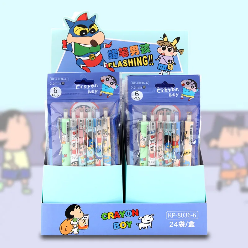 

6 шт. новые шариковые ручки аниме Kawali Crayon Shin-Chan Action Kamen noхара Shiro noхара Himawari нейтральная ручка Ins детский подарок для девочек