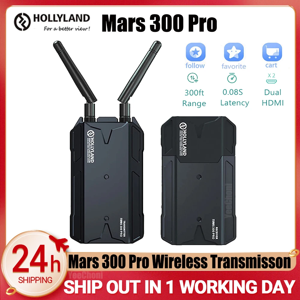 

Hollyland Mars 300 PRO Enhanced HDMI Wireless Video Transmission System for Videographer Photographer Filmmaker Cinematographer