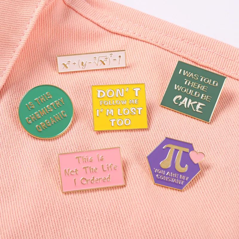 

1PC Alloy Letter Brooch Exquisite Design Geometric Equation Enamel Badge Clothing Accessories Backpack Pin Jewelry Gift