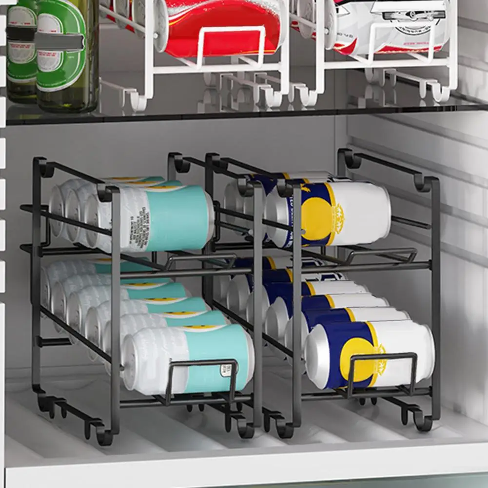 

Pantry Organizer Double Layer Self-rolling Organizer Efficient Refrigerator Pantry Storage Rack for Soda Cans Ideal Home