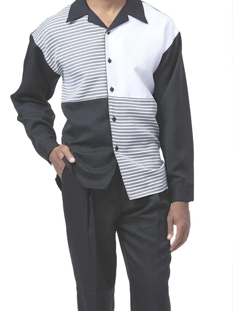 Shirt Autumn 2022 Men's Walking Wear Long Sleeve Shirt+Zipper Suit Pants Two-piece Street Outdoor Leisure Lapel Button Set