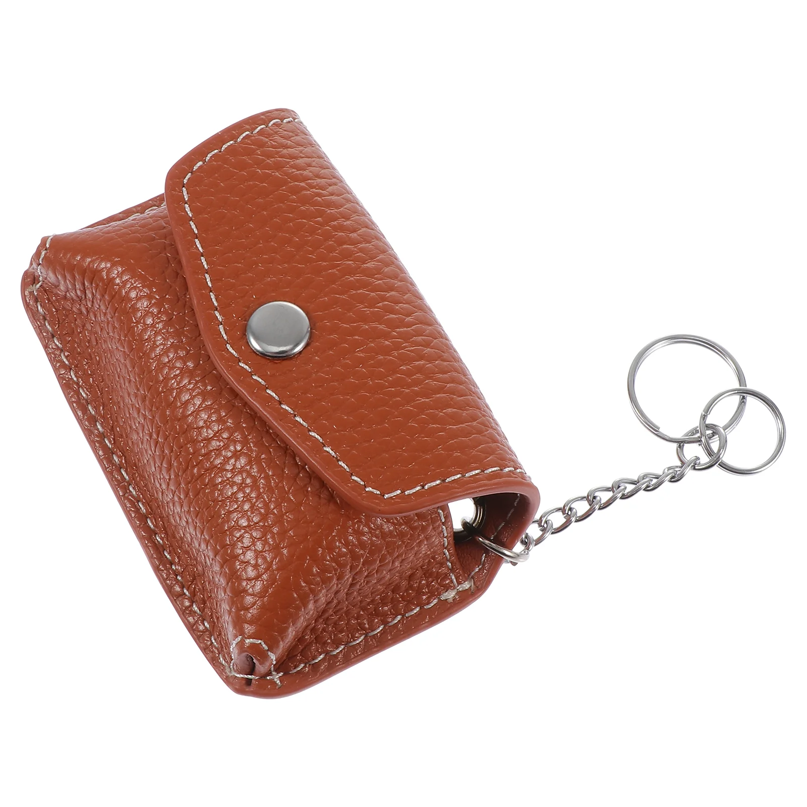 

Key Carholder Pouchcase Auto Zipper Waist Universal Change Keychain Brown Ring Purse Organizer Cover Blocking Fold Wallet Small
