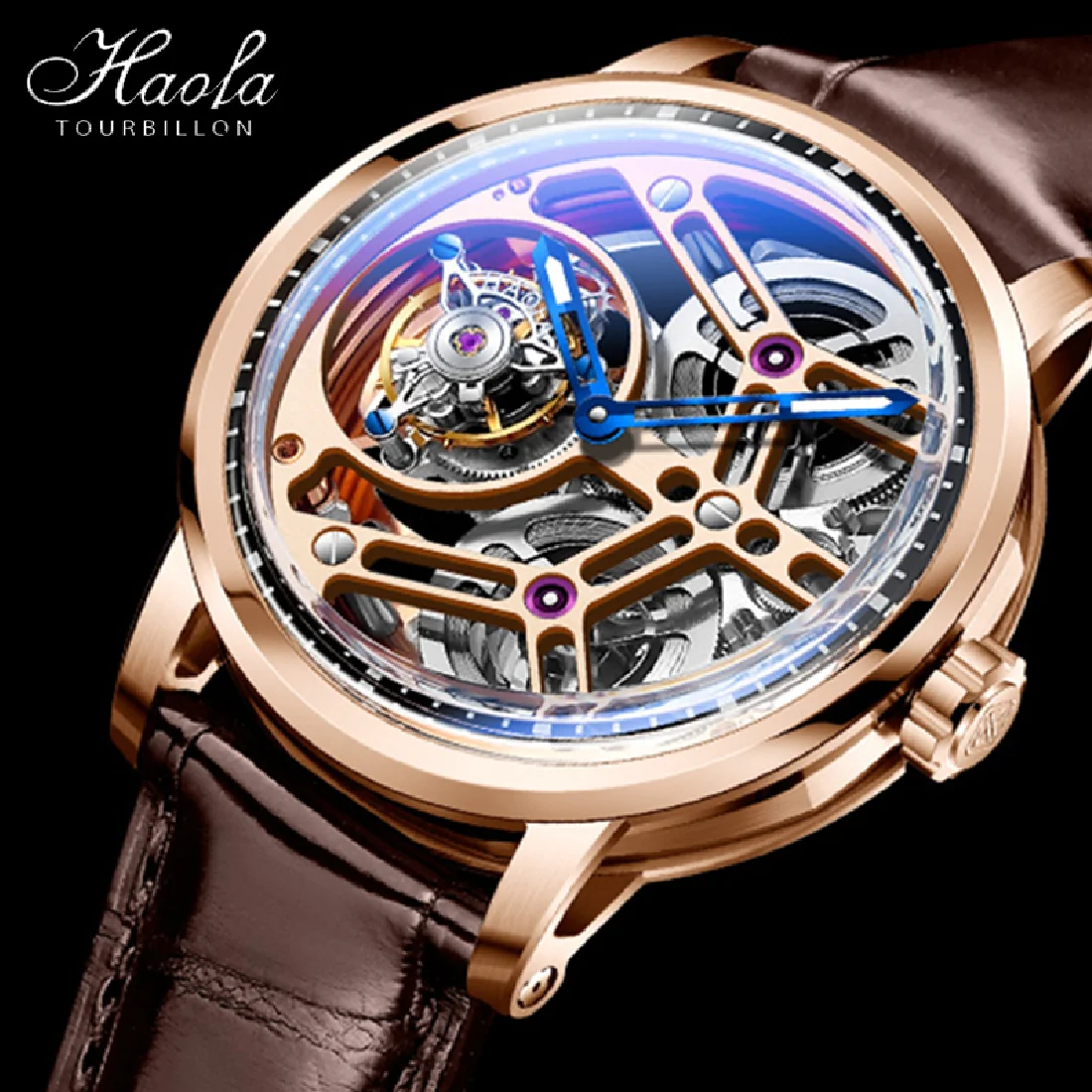 

Haofa Skeleton Manual Tourbillon Movement Mechanical Watch For Men Luxury Sapphire Flying Tourbillon Mens Watch Hollow 1940