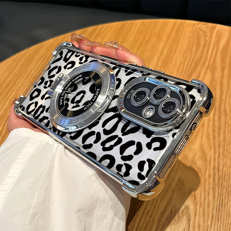 Фото Чехол для телефона OPPO F29 F17 Pro F19S F11 F27 F25 Pro F23 F21 F19, модный противоударный чехол с леопардовым принтом и подставкой №1
