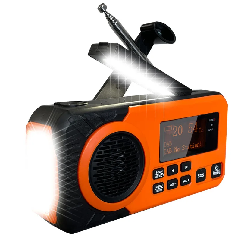 

Multi-function Emergency Radio, Solar Powered Hand-held Camping Reading Lamp, DAB Digital Radio,With 2500mAh Lithium Battery