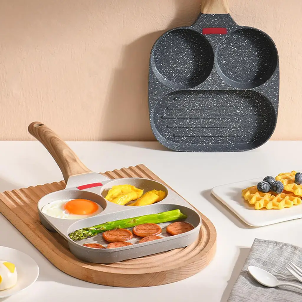 

2/4 Holes Frying Pot Pan Black Thickened Kitchen Omelet Non-Stick Egg Poacher Pancake Crepe Steak Cooking Ham Breakfast Maker