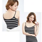 2020 летние женские топы для девушек и женщин; Спортивная кофточка свободного покроя с открытыми плечами для девочек-полосатый Женский безрукавный жилет эластичные топы с бретельками