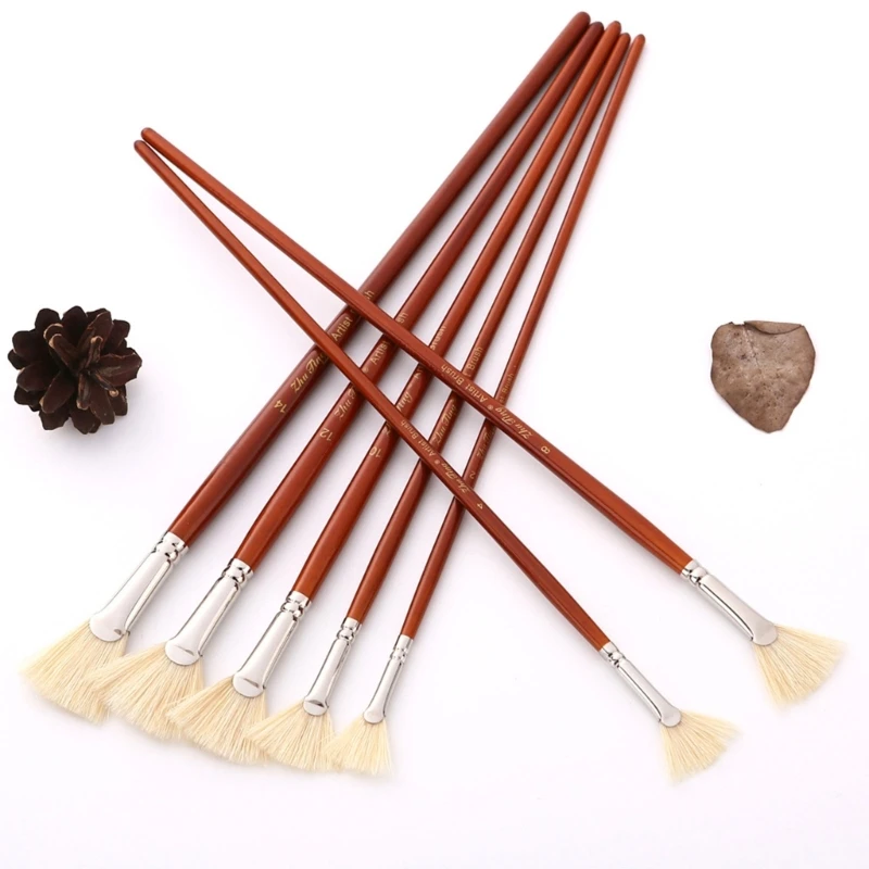 

7pcs Painting Brush Set Student Art Brush Paint Brush Great Gift for Painting Lovers Round Flat Tips Paint Brushes K1KF