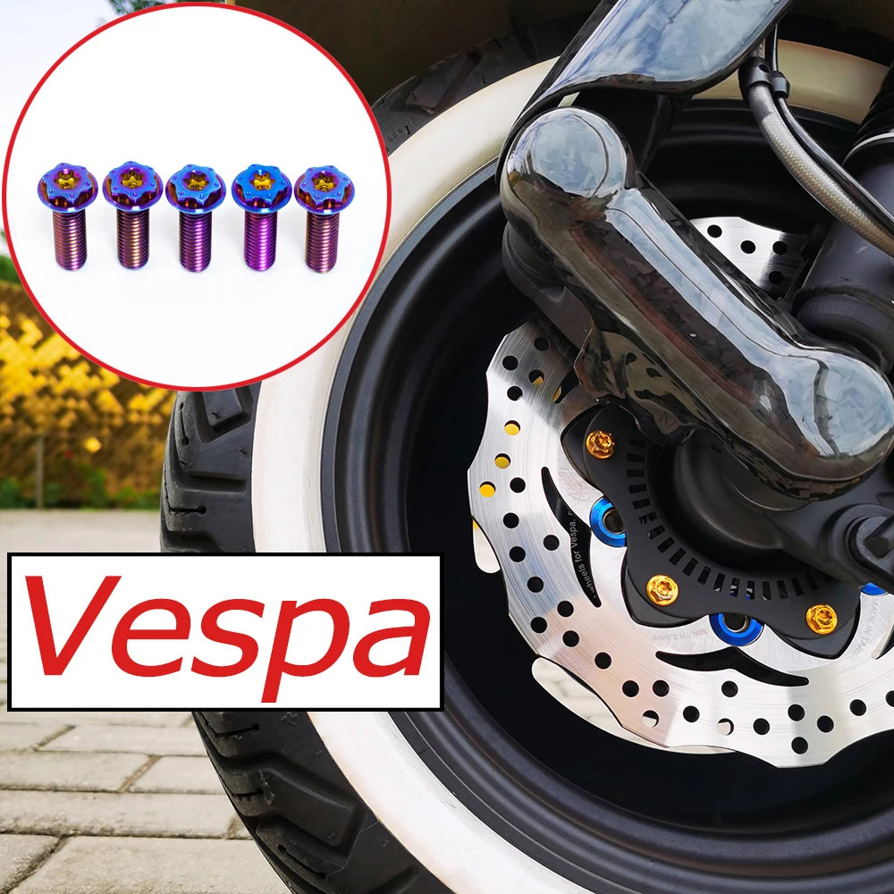 Передние тормозные дисковые болты rjlessti Gr5 с титановым покрытием M6 для Vespa Sprint