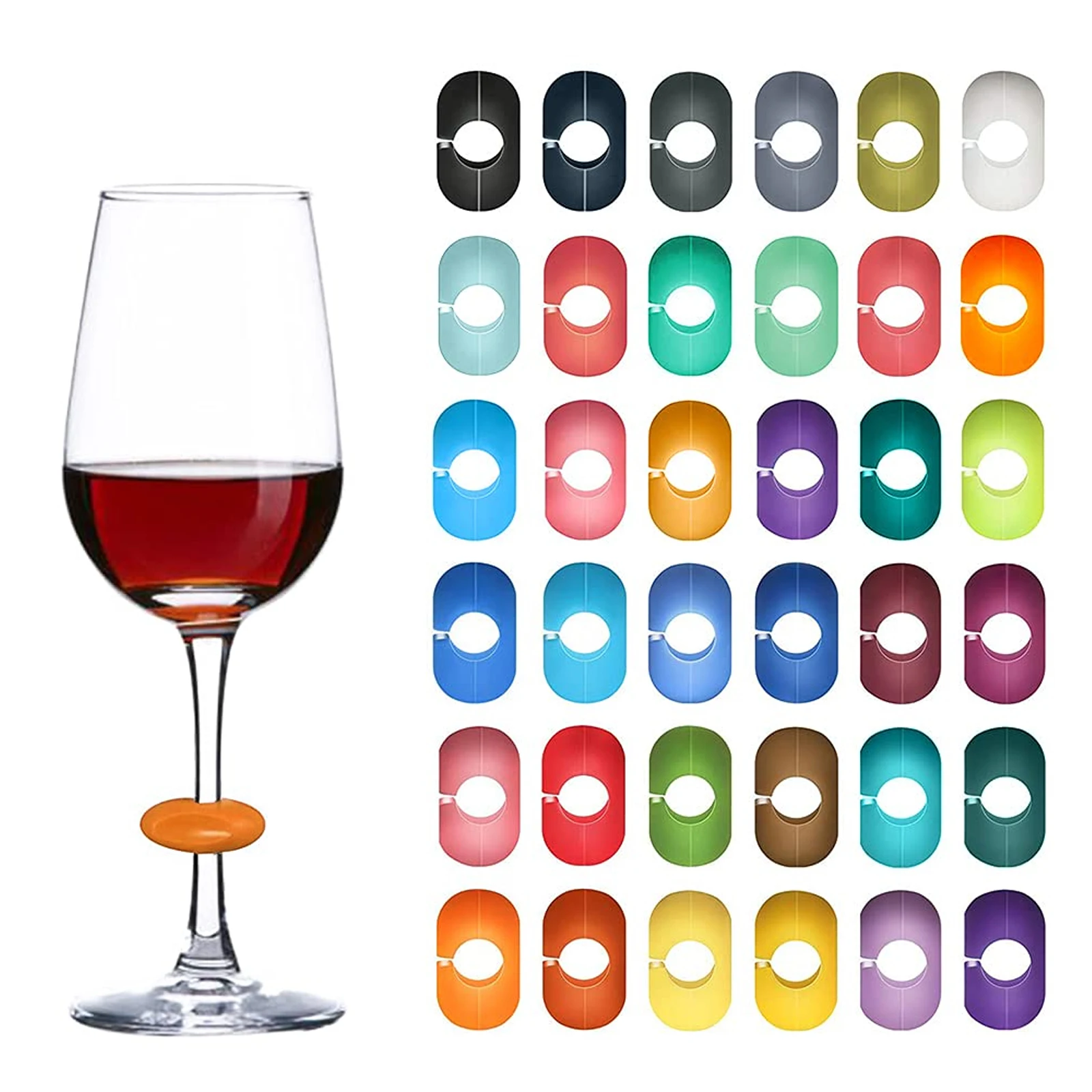 

36 Pieces Silicone Glass Markers Markers Goblet Markers Beverage Markers Wine Glass Identifier For Drinking Glass Cocktail