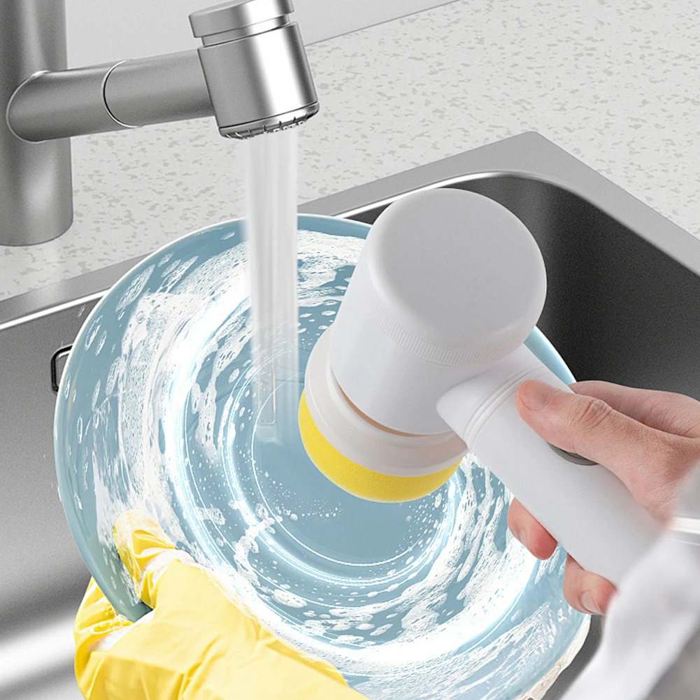 Ручной скруббер для душа перезаряжаемый через USB с 5 сменными насадками