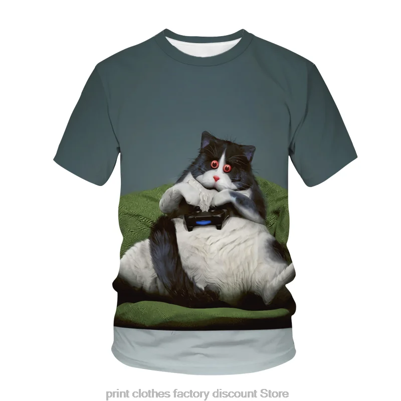 

2022 New Summer 3D Printing Cute Cat Series Short-Sleeved T-shirt Summer Casual Short Sleeve O-neck Fashion Top And T-shirt
