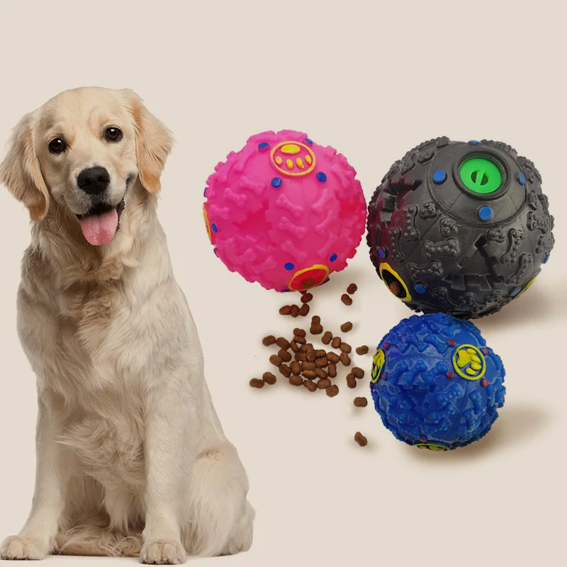 

Dog IQ Treat Toys Balls Food Dispenser Dogs Puzzle Toy Giggle Squeaky Puppy Chew Indestructible Ball, All Breeds Dog Chewers Toy