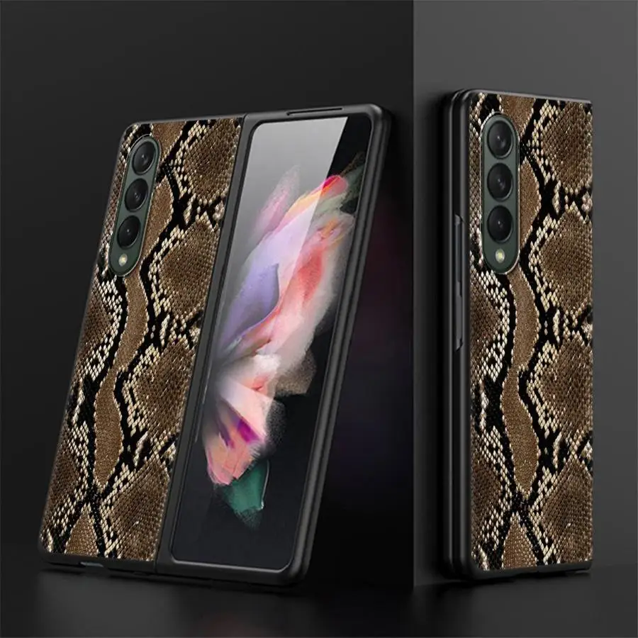Чехол для Samsung Galaxy Z Fold 8 Ultra, Z Fold3, Z Fold4, Z Fold6, Z Fold7, Z Fold5, Z Fold 7, 6, 5, 4, 3 с узором под кожу питона (art.: 3920dcb1fe613) - 3920dcb1fe613