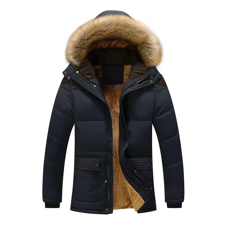 2022 Men's New Leisure Plus Fat Winter New Men's Cotton Jacket Hooded Cotton Coat Big Hair Collar Medium Long Coat Men  Coat