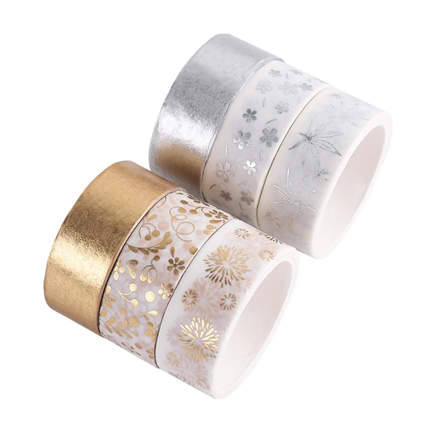 

6 Rolls Washi Tape Set Gold/Silver Foil Sticker 15mm Wide Decorative Masking Tapes for DIY Craft Gift Wrapping Scrapbooking