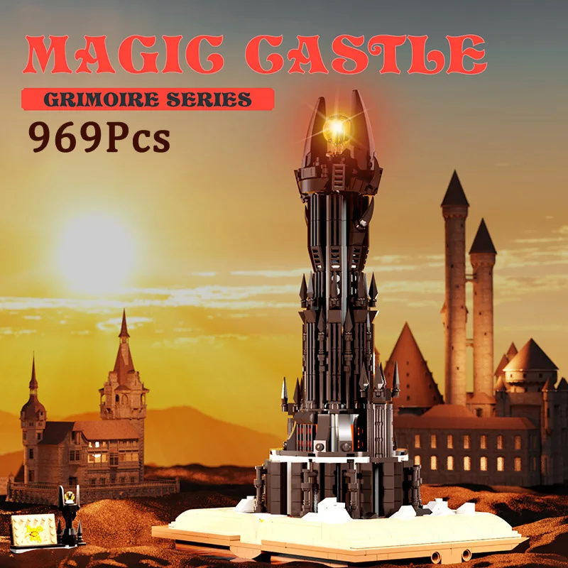 

City Movie Ring Dark Town Magic Castle Book Model Building Blocks MOC Orthanc Palace Bricks Toy For Children Adult Gift