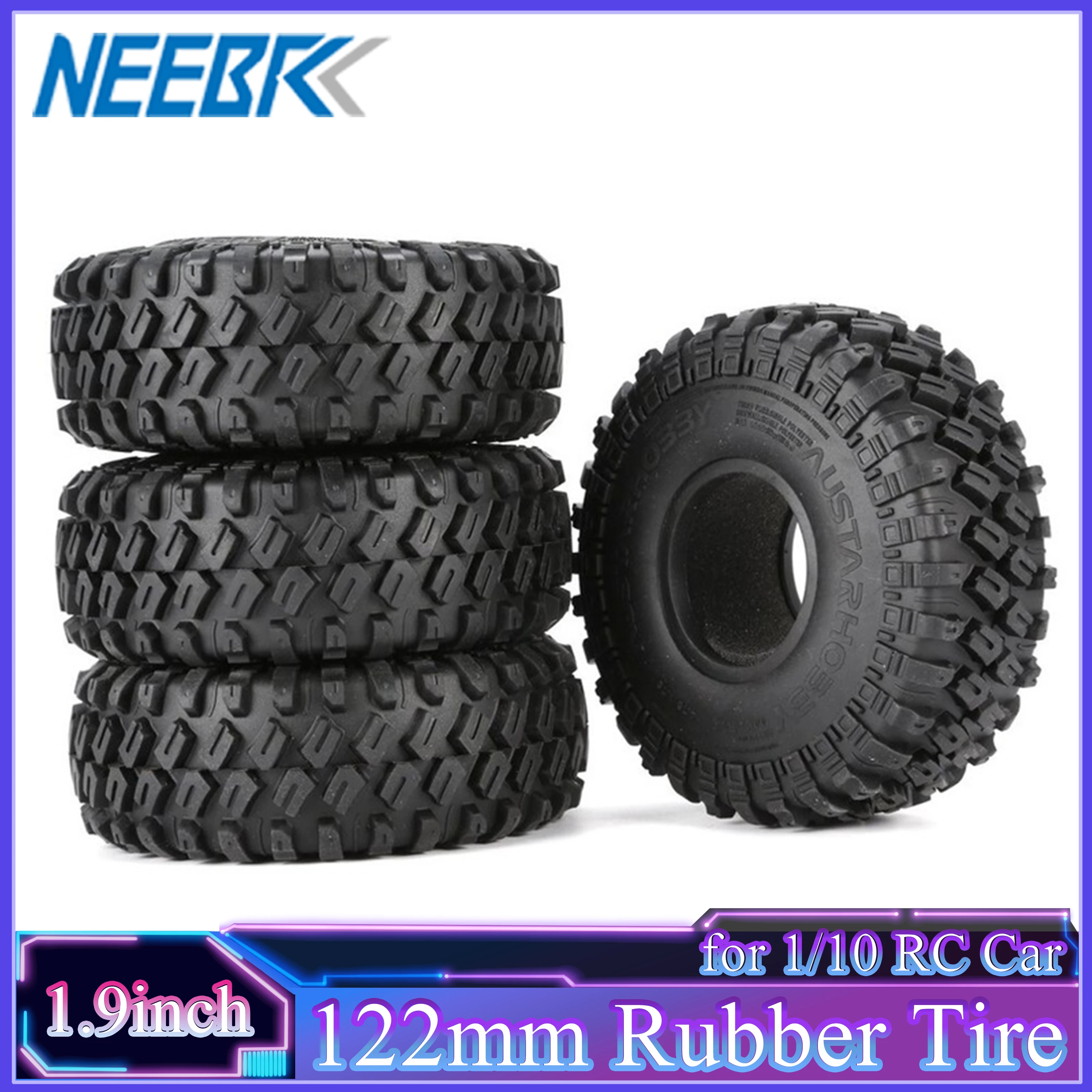 

4PCS 1.9 Inch 122mm 1/10 RC Rock Crawler Rubber Tires Wheel Tyre for Off Road D90 TRX4 SCX10 AXIAL TF2 Model Car Toy Accessories
