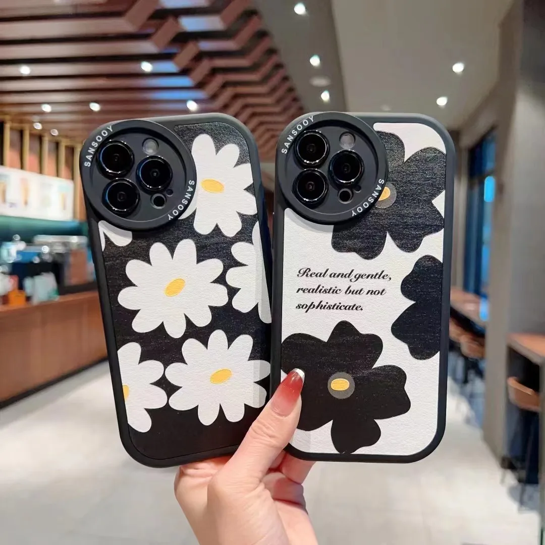 

Мягкий чехол для телефона Bellis Perennis из искусственной кожи с цветами для iphone 11Pro 14 12 11 13 Pro Max 7 8 Plus XSMAX XR X XS 13 12 14 Pro