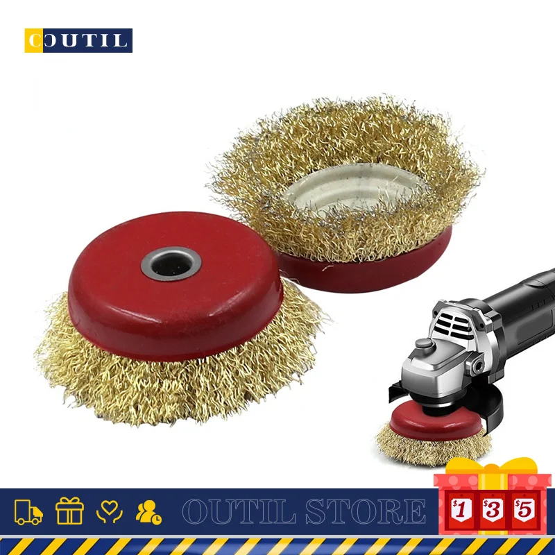 

100 angle grinder bowl type steel wire brush grinding derusting deburring polishing cleaning steel wire wheel copper plated