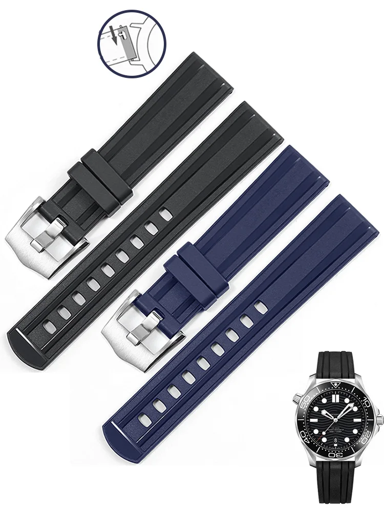 

YOPO Quick Detachable Design Silicone Watchband Men's 20 22mm Waterproof Rubber Strap Suitable For Omega