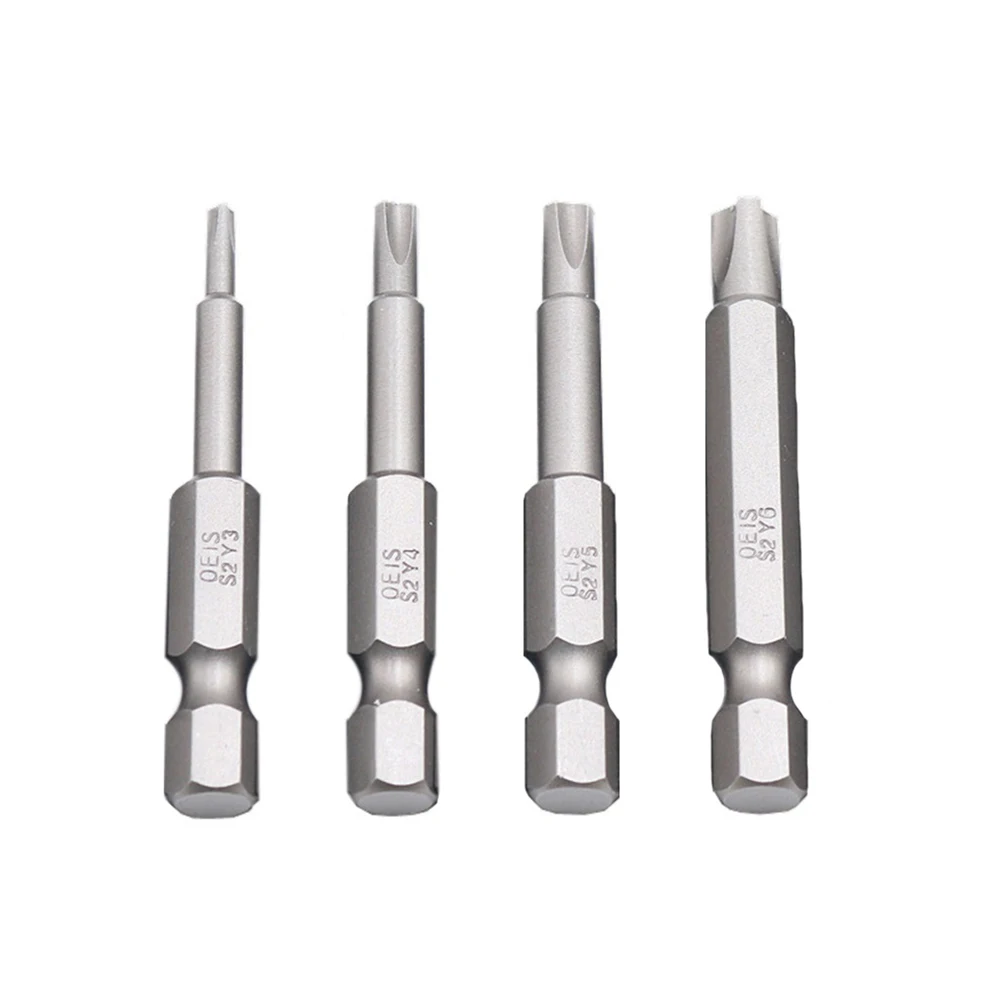 

4 Pcs/Set 50mm Y Shaped Screwdriver Bit Set Hex Shank Screwdriver Electric Head For Bicycle Repair Tools Hex Shank Y3 Y4 Y5 Y6