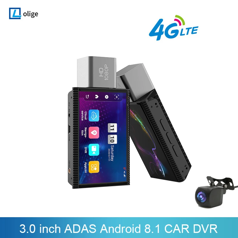 

3-дюймовый видеорегистратор Android 8.1 4G WIFI GPS 1080P Видеорегистратор Приборная панель Камера 24H Park Двойной объектив ночного видения Авторегистратор