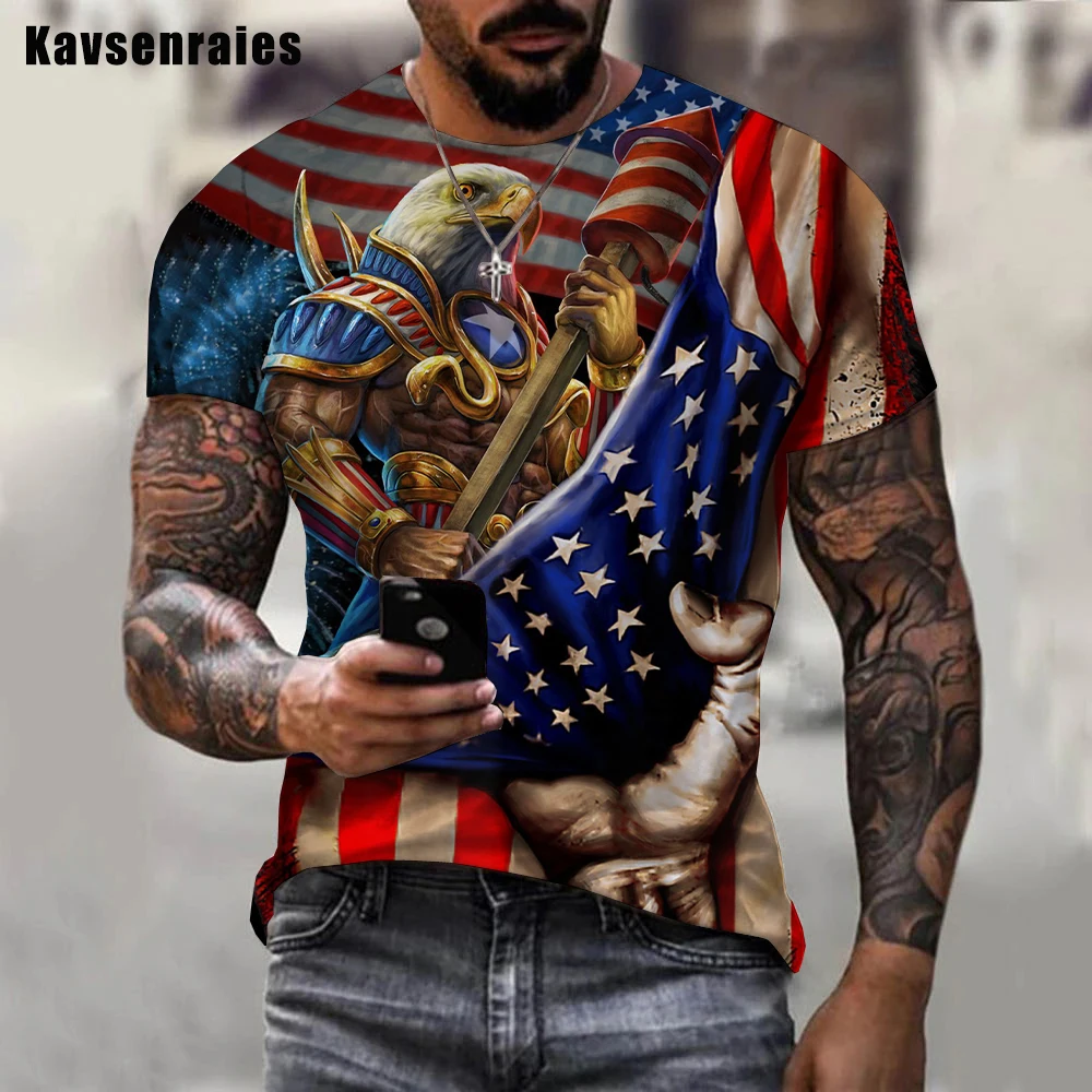

2022 High Quality Eagle Flag 3D T-shirt Men Women Summer Fashion Casual T Shirt Unisex Harajuku Streetwear Oversized Tops