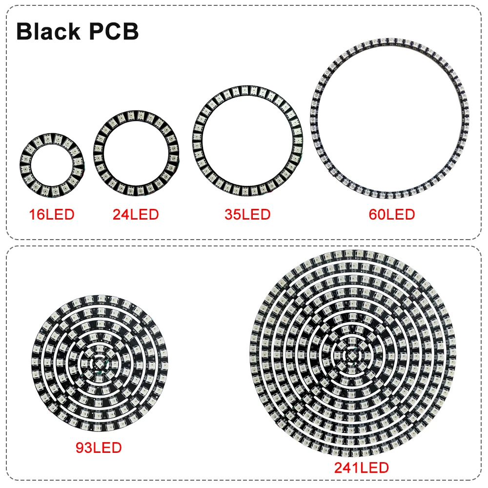 DC5V 12V WS2812B SK6812 Luces Led Ring Smart 5050 RGB BuiIt-in IC 3-контактный индивидуально адресуемый пиксельный круглый модуль света (art.: 3920cb9bed614) - 3920cb9bed614