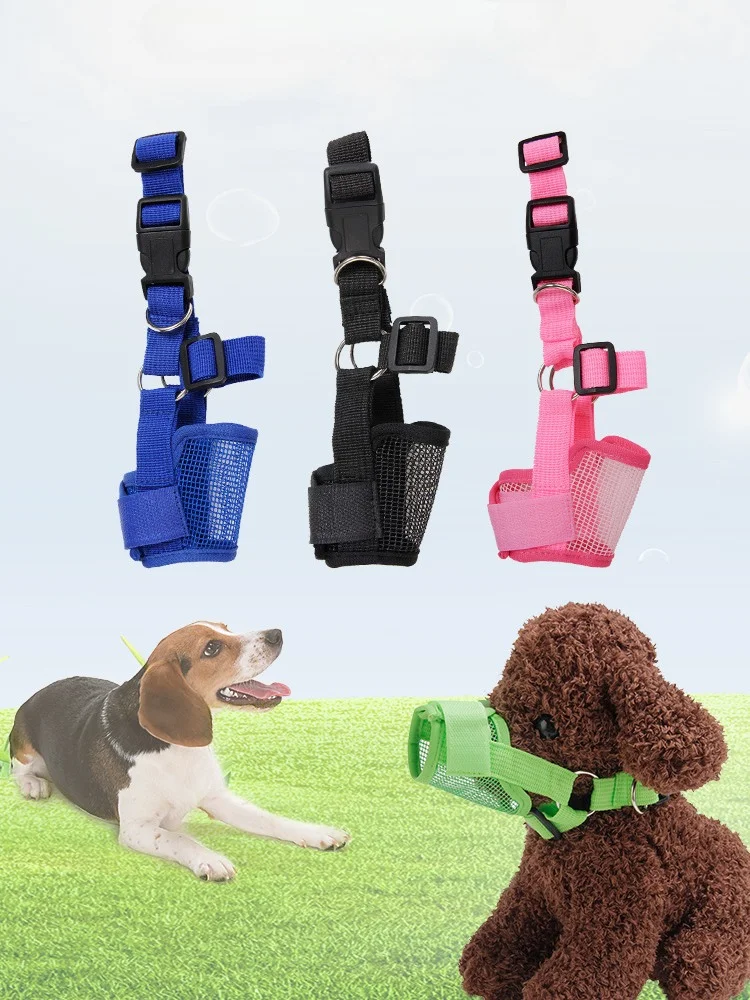 

Dog Safety Muzzle Muzzel Adjustable Biting Barking Chewing Pet Dog Adjustable Mask Bark Bite Mesh Mouth Muzzle Anti Stop Chewing
