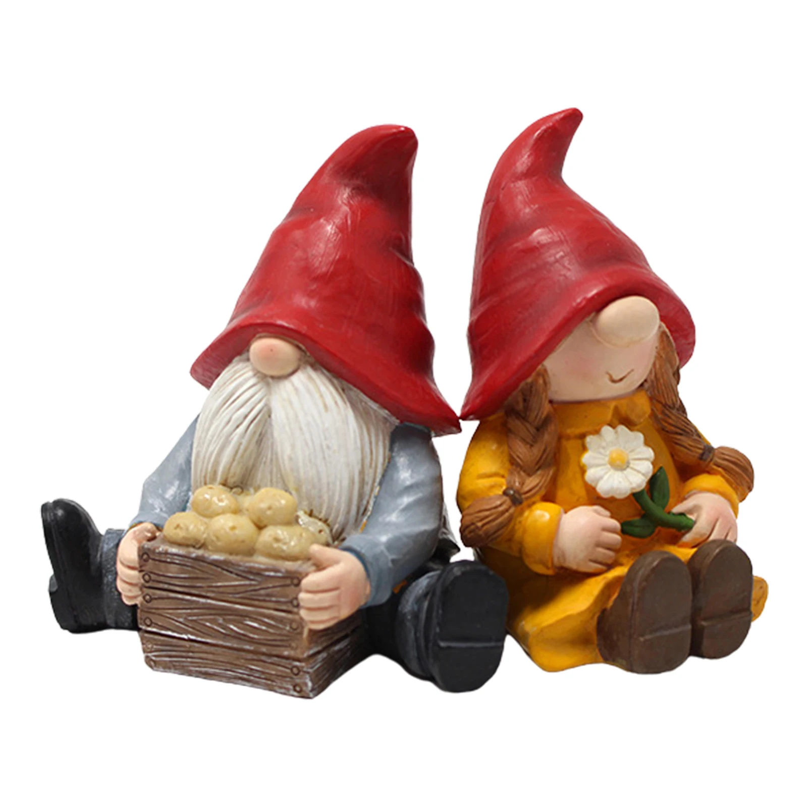 

Gnome Garden Decor Resin Potato Flower Couple Dwarf Ornament 2 Pcs Funny Garden Gnomes Garden Art Craft For Patio Lawn Yard