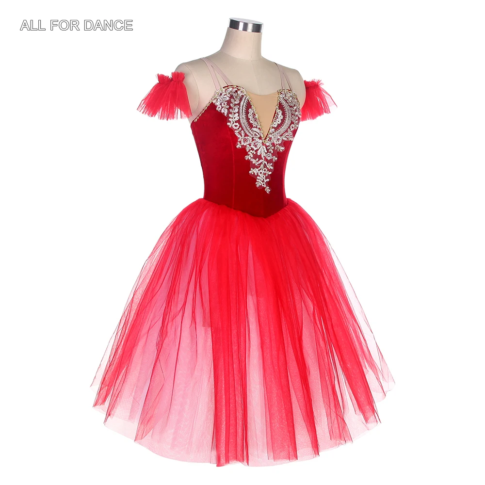 21318 Новый камзол красного/зеленого цвета длинная романтическая балетная пачка