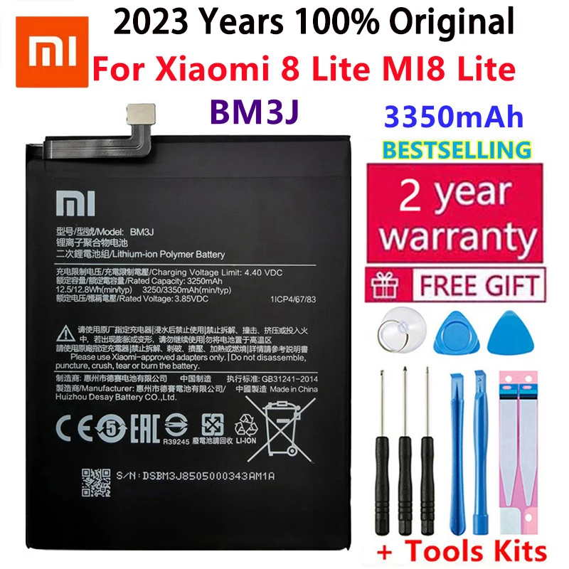 

Xiao Mi Original Phone Battery BM3J For Xiaomi 8 Lite MI8 Lite High Capacity Polymer Replacement Battery 3350mAh With Free Tools