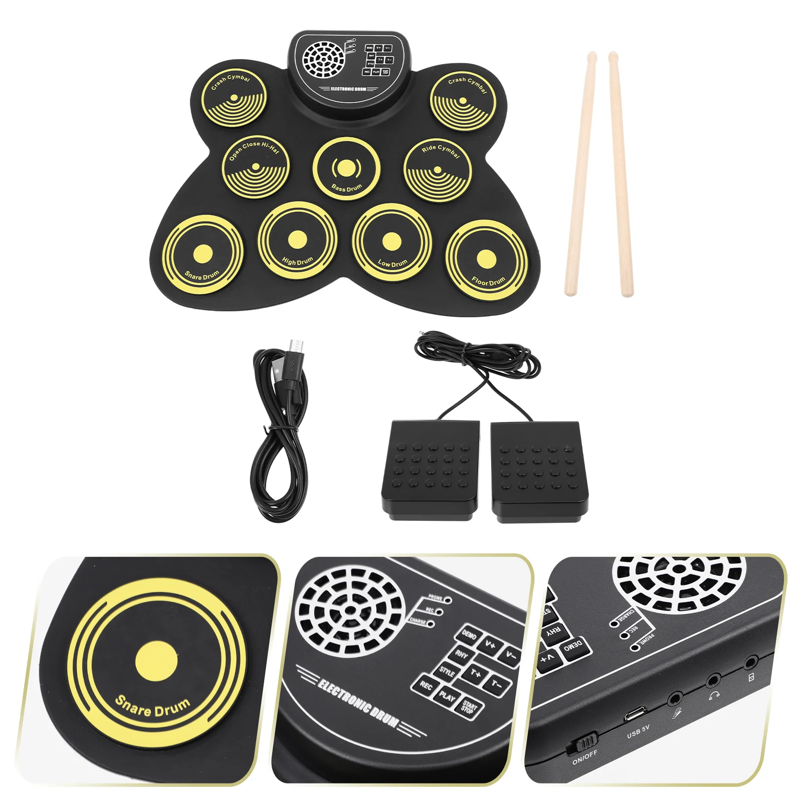 

1 Set of Professional Electronic Drum Portable Electronic Drum Practical Kids Drum
