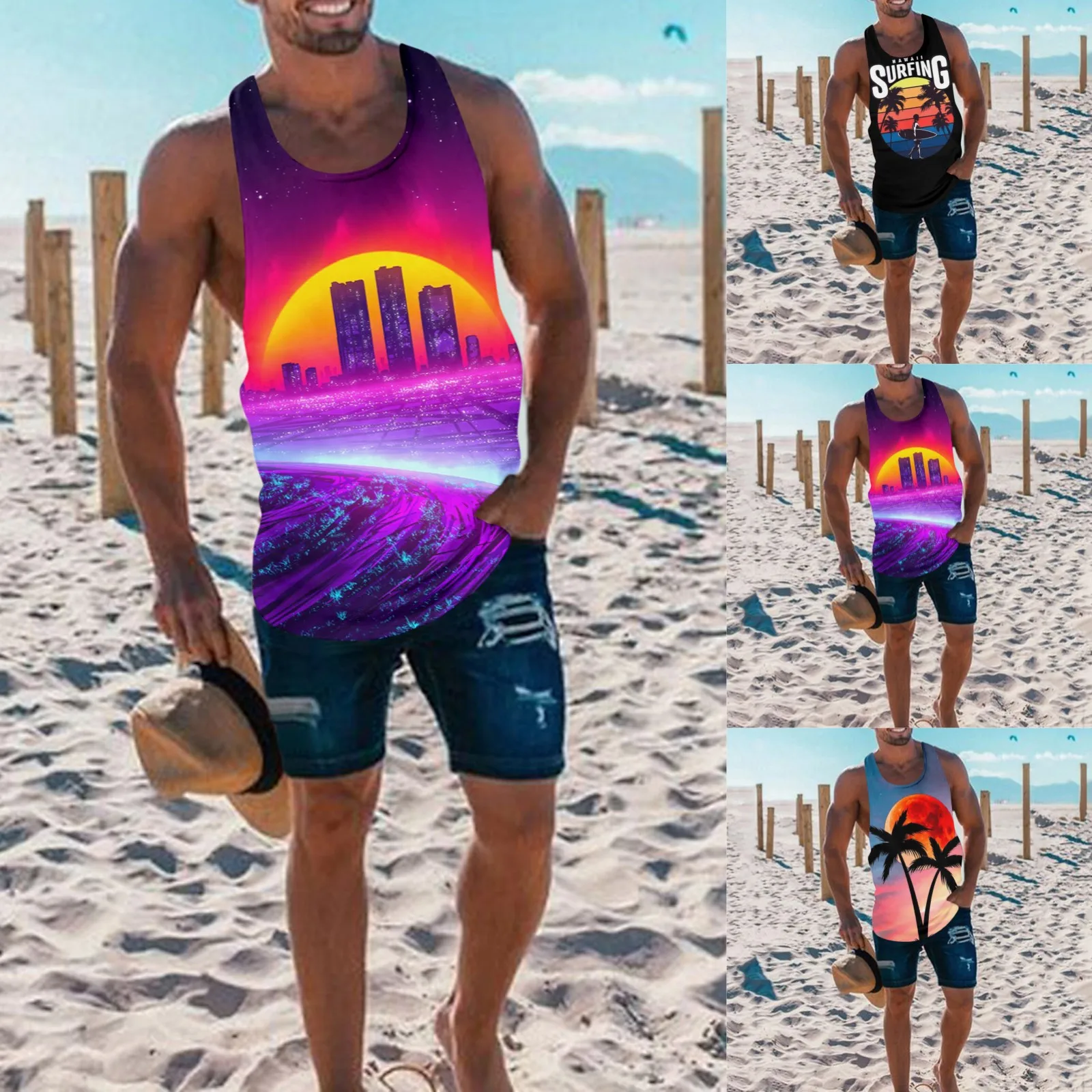 

Кроп-топ мужской с воротником-стойкой, однотонная Удобная рубашка без рукавов, повседневная спортивная Двусторонняя длинная кофта для фитнеса, йоги