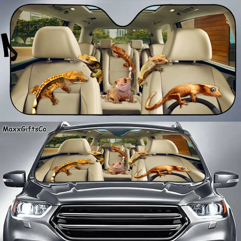 

Crested Gecko Car Sun Shade, Crested Gecko Windshield, Family Sunshade, Crested Gecko Car Accessories, Car Decoration, Gift For