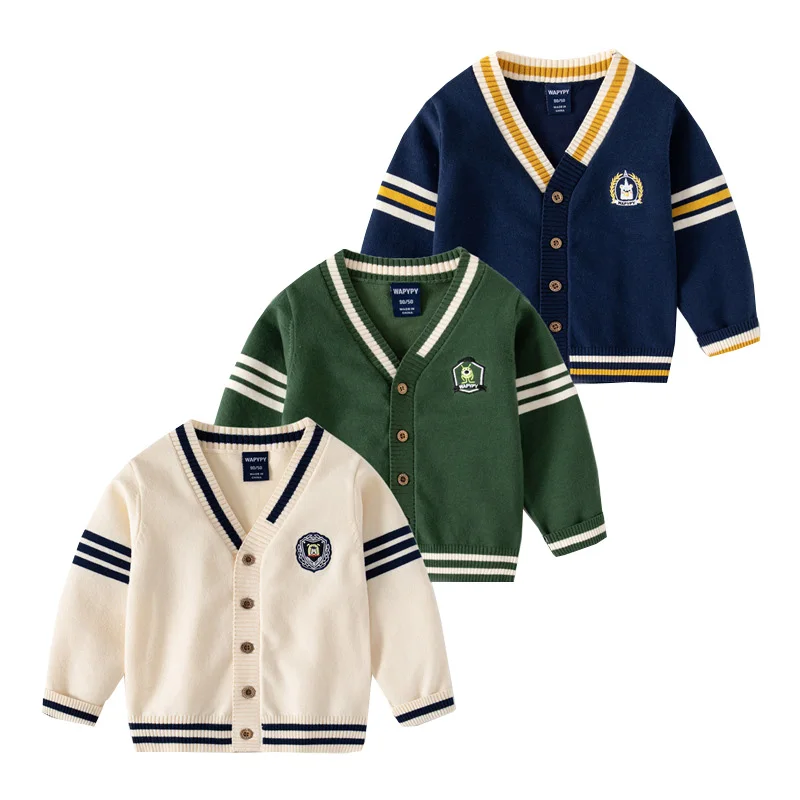 

2023 Stylish Boys Sweaters Kids School Uniform Cardigans Winter Cotton Toddler Baby Knits Jacket Children Clothes New